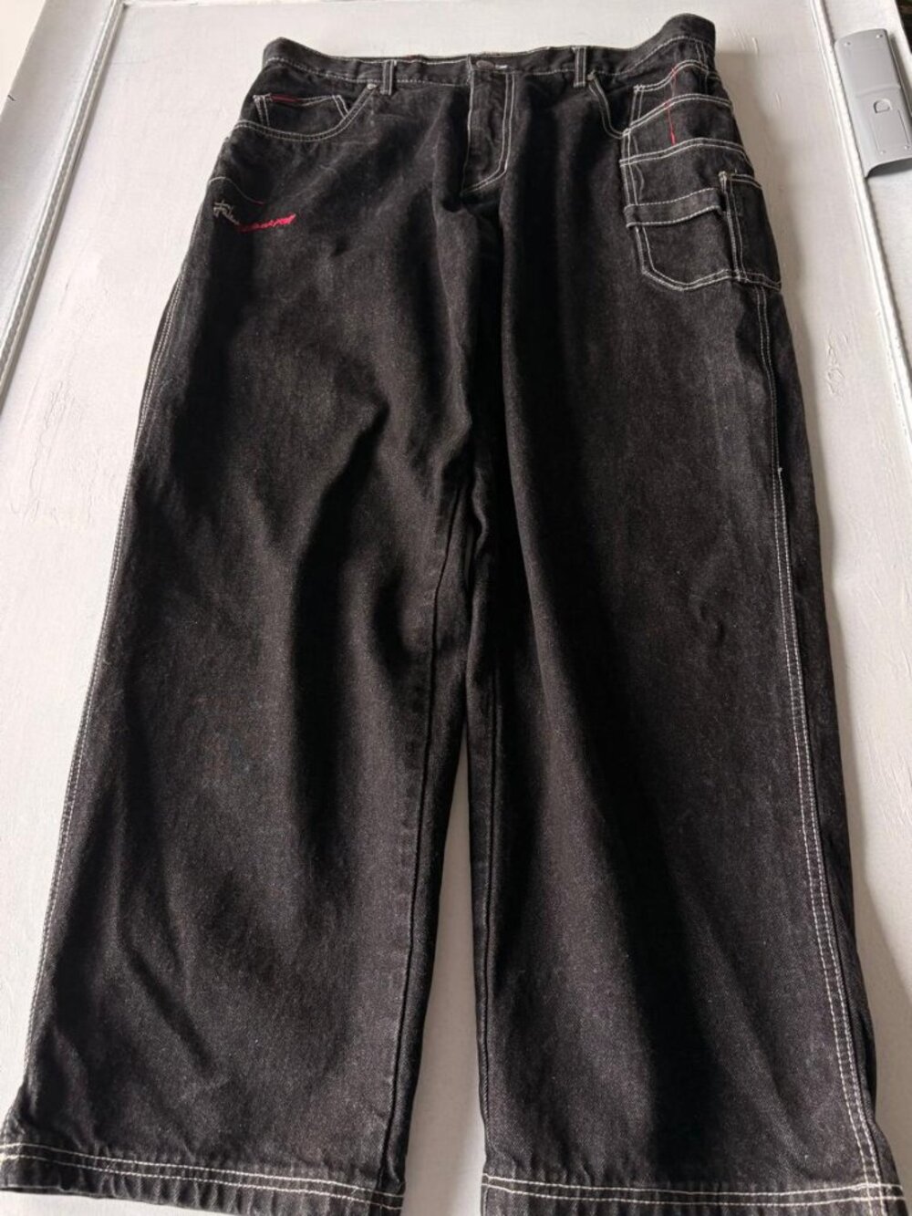 Fubu Jeans Mens 38x34 Carpenter Hip Hop Baggy Skater Y2K Denim Black 100% Cotton